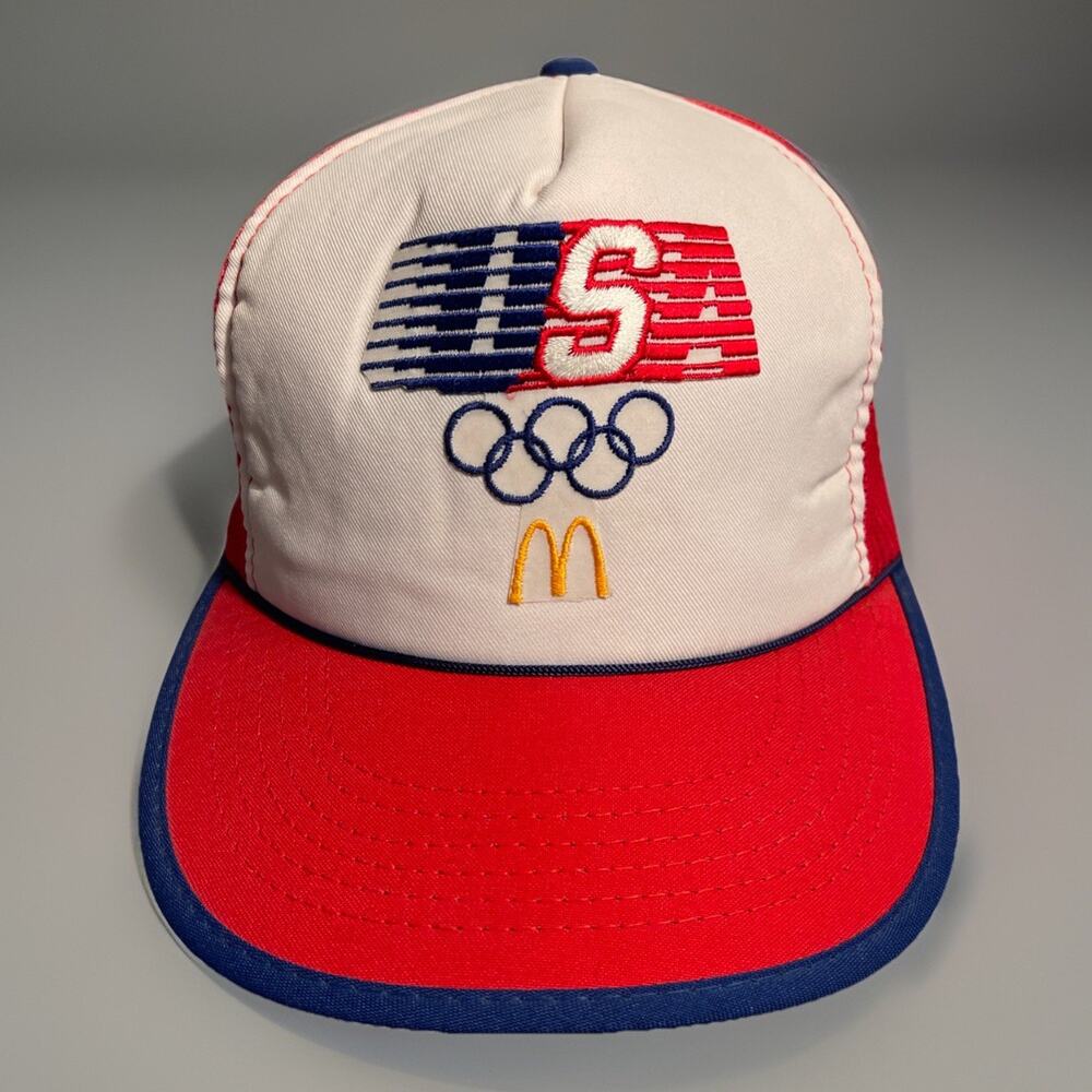1984 USA Olympics McDonald's Vintage Snapback Trucker Hat Red/White/Blue Mesh